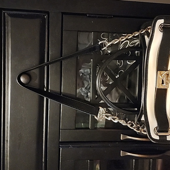 Michael kors Hamilton medium satchel cross body bag. Black/white/gold - Picture 3 of 16